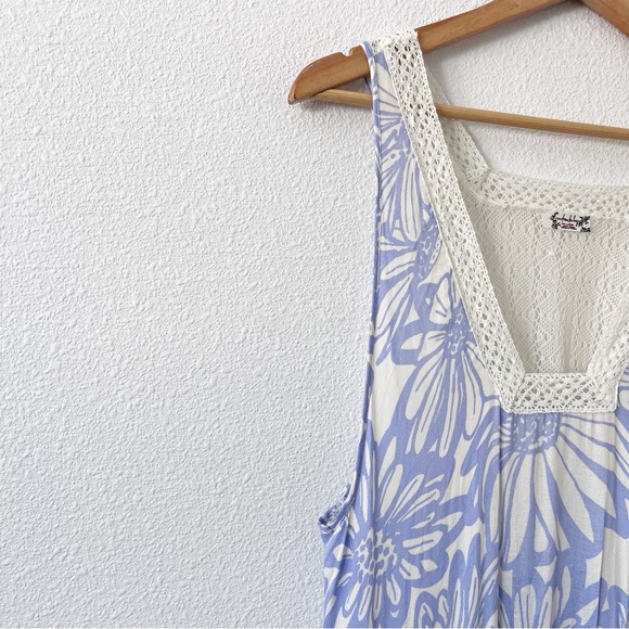 Free People Tiers For You Maxi Slip in Blue and White - Picture 5 of 10